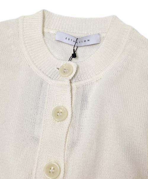 ESTNATION（エストネーション）ESTNATION (エストネーション) コットンショートスリーブクロップドカーディガン ホワイト サイズ:F 未使用品の古着・服飾アイテム