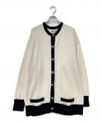 MADISON BLUEマディソンブルー）の古着「パール釦 カーディガン」｜ホワイト×ブラック