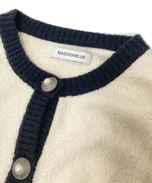 MADISON BLUE（マディソンブルー）MADISON BLUE (マディソンブルー) パール釦 カーディガン ホワイト×ブラック サイズ:Sの古着・服飾アイテム