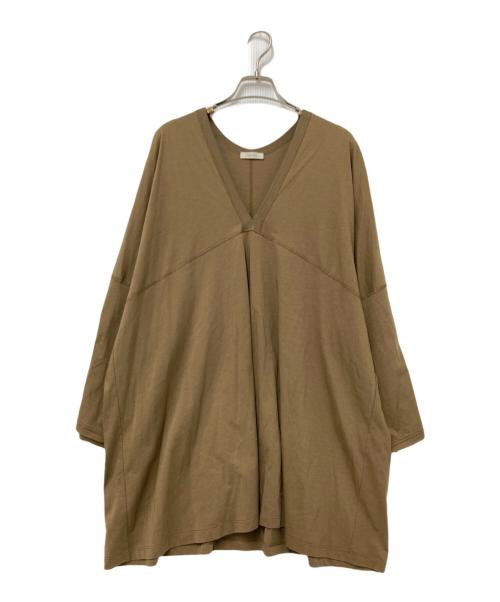 DES PRES（デ プレ）DES PRES (デ プレ) ハイツストコットンジャージー Vネックチュニックプルオーバー ベージュ サイズ:Sの古着・服飾アイテム