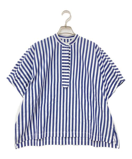 TOMORROW LAND collection（トゥモローランドコレクション）TOMORROW LAND collection (トゥモローランドコレクション) ストライプブラウスボールドストライプ ギャザースリーブブラウス ホワイト×ネイビー サイズ:36の古着・服飾アイテム