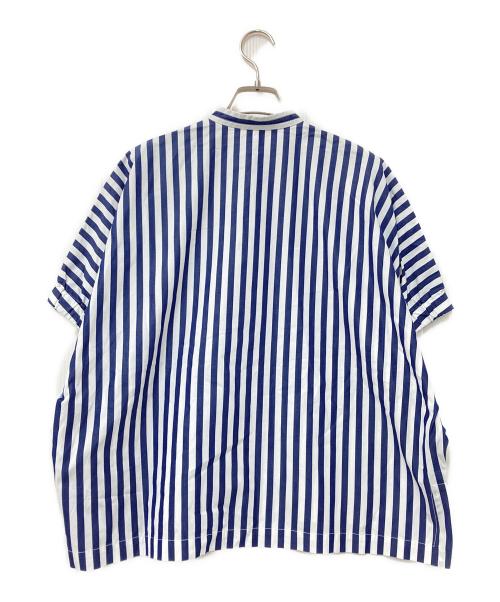 TOMORROW LAND collection（トゥモローランドコレクション）TOMORROW LAND collection (トゥモローランドコレクション) ストライプブラウスボールドストライプ ギャザースリーブブラウス ホワイト×ネイビー サイズ:36の古着・服飾アイテム