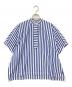 TOMORROW LAND collection（トゥモローランドコレクション）の古着「ストライプブラウスボールドストライプ ギャザースリーブブラウス」｜ホワイト×ネイビー