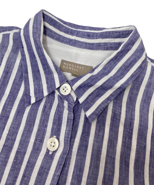 MARGARET HOWELL（マーガレットハウエル）MARGARET HOWELL (マーガレットハウエル) WIDE STRIPE LINEN ブルー×ホワイト サイズ:1の古着・服飾アイテム