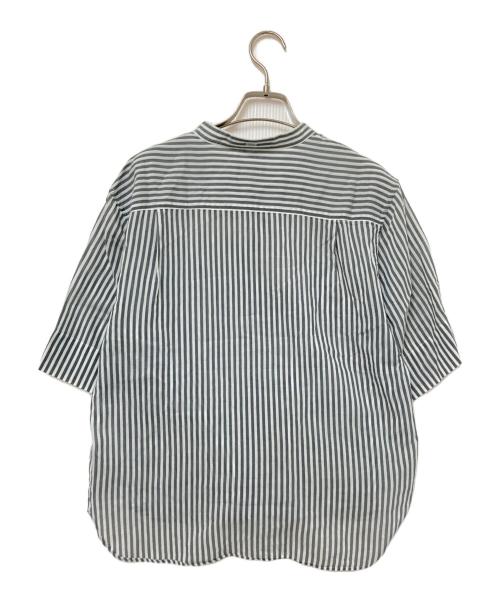 MARGARET HOWELL（マーガレットハウエル）MARGARET HOWELL (マーガレットハウエル) シルク混バンドカラーストライプシャツ グレー×ホワイト サイズ:1の古着・服飾アイテム
