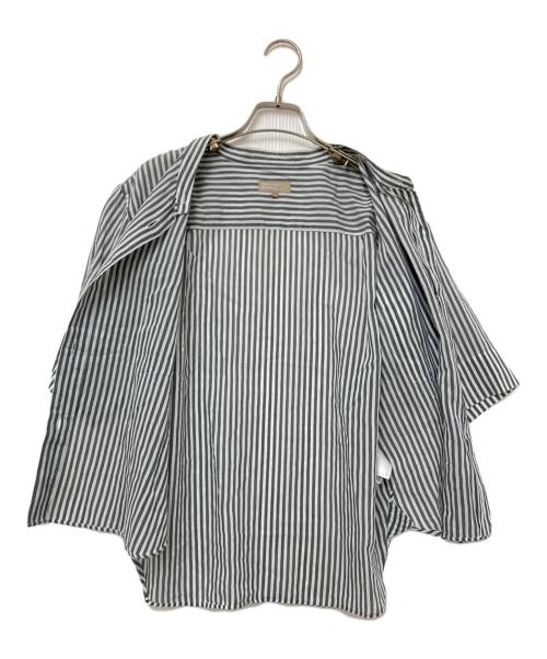 MARGARET HOWELL（マーガレットハウエル）MARGARET HOWELL (マーガレットハウエル) シルク混バンドカラーストライプシャツ グレー×ホワイト サイズ:1の古着・服飾アイテム