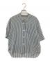 MARGARET HOWELL（マーガレットハウエル）の古着「シルク混バンドカラーストライプシャツ」｜グレー×ホワイト