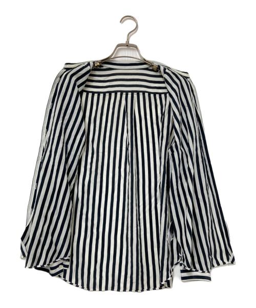 TOMORROW LAND collection（トゥモローランドコレクション）TOMORROW LAND collection (トゥモローランドコレクション) ワイドストライプ ボウタイブラウス ホワイト×ブラック サイズ:36の古着・服飾アイテム