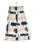 SOEJUソージュ）の古着「ペイント柄スカート」｜ホワイト×ベージュ