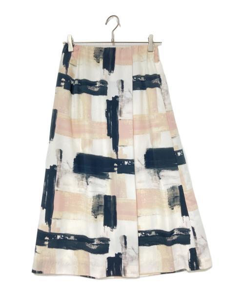 SOEJU（ソージュ）SOEJU (ソージュ) ペイント柄スカート ホワイト×ベージュ サイズ:Mの古着・服飾アイテム