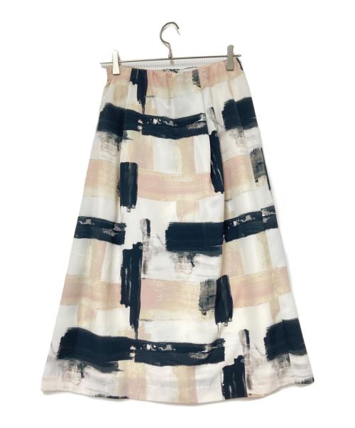 SOEJU（ソージュ）SOEJU (ソージュ) ペイント柄スカート ホワイト×ベージュ サイズ:Mの古着・服飾アイテム