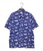 MOMOTARO JEANS桃太郎ジーンズ）の古着「桃太郎柄ハワイアンシャツ」｜ブルー