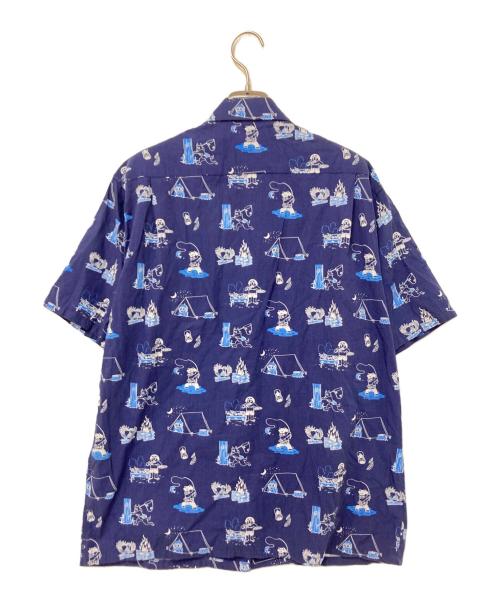 MOMOTARO JEANS（桃太郎ジーンズ）MOMOTARO JEANS (桃太郎ジーンズ) 桃太郎柄ハワイアンシャツ ブルー サイズ:40の古着・服飾アイテム
