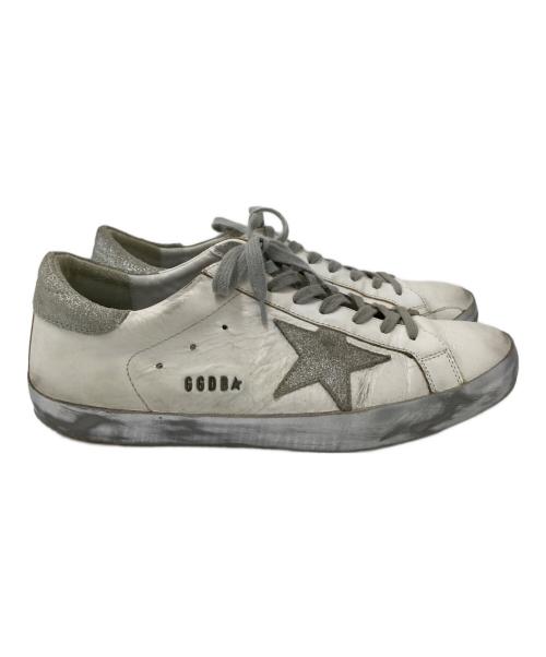 GOLDEN GOOSE（ゴールデングース）GOLDEN GOOSE (ゴールデングース) ヴィンテージ加工レザースニーカー ホワイト×シルバー サイズ:43の古着・服飾アイテム