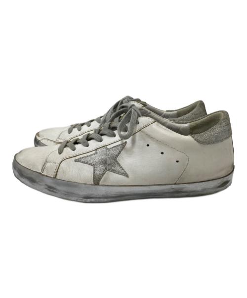 GOLDEN GOOSE（ゴールデングース）GOLDEN GOOSE (ゴールデングース) ヴィンテージ加工レザースニーカー ホワイト×シルバー サイズ:43の古着・服飾アイテム