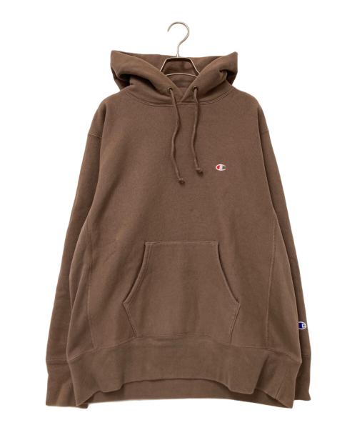 Champion REVERSE WEAVE（チャンピオン リバース ウィーブ）Champion REVERSE WEAVE (チャンピオン リバース ウィーブ) フーデッドスウェットシャツ ブラウン サイズ:XLの古着・服飾アイテム