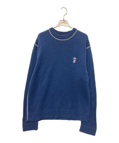 stussy（ステューシー）stussy (ステューシー) ロゴ刺繍ニット ネイビー サイズ:Mの古着・服飾アイテム