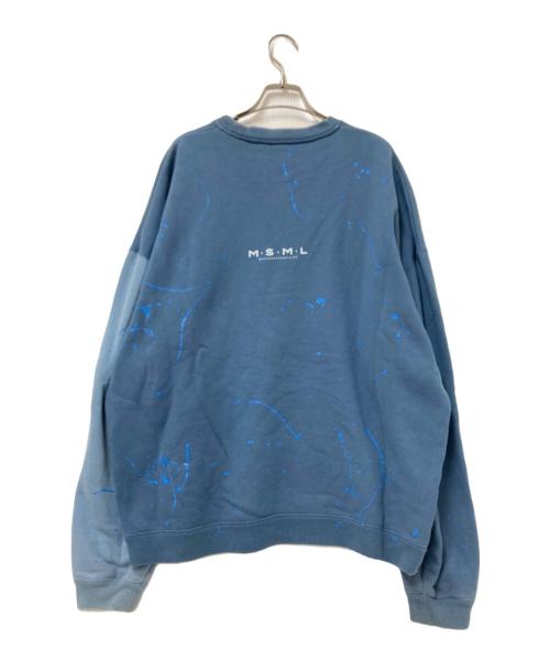 MUSIC SAVED MY LIFE（ミュージック セイブ マイ ライフ）MUSIC SAVED MY LIFE (ミュージック セイブ マイ ライフ) 切替ペイントスウェット ブルー サイズ:Mの古着・服飾アイテム
