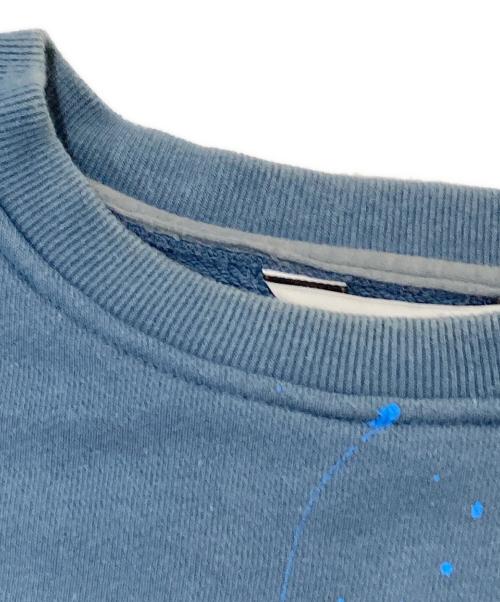 MUSIC SAVED MY LIFE（ミュージック セイブ マイ ライフ）MUSIC SAVED MY LIFE (ミュージック セイブ マイ ライフ) 切替ペイントスウェット ブルー サイズ:Mの古着・服飾アイテム