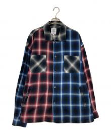 MUSIC SAVED MY LIFE（ミュージック セイブ マイ ライフ）の古着「バックプリントチェックシャツ」｜ブラック