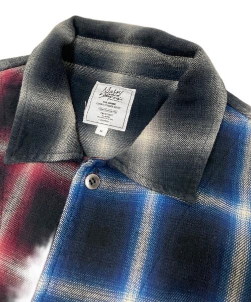 MUSIC SAVED MY LIFE（ミュージック セイブ マイ ライフ）MUSIC SAVED MY LIFE (ミュージック セイブ マイ ライフ) バックプリントチェックシャツ ブラック サイズ:Mの古着・服飾アイテム