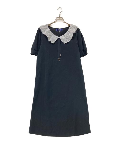 M'S GRACY（エムズグレイシー）M'S GRACY (エムズグレイシー) 襟レース半袖ワンピース ブラック サイズ:38の古着・服飾アイテム