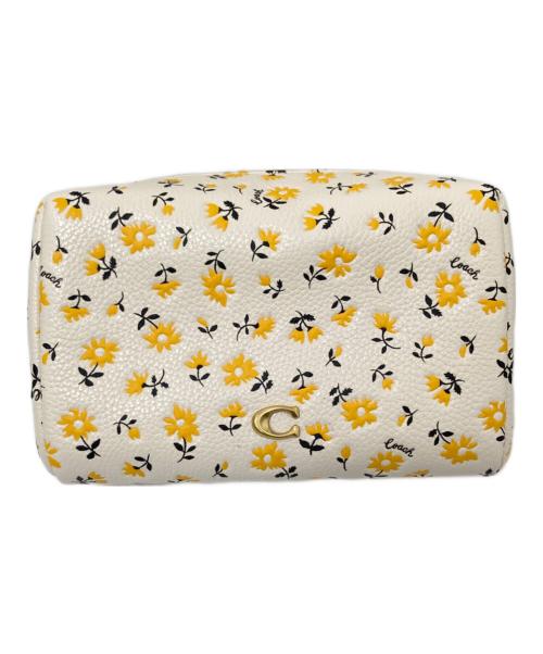 COACH（コーチ）COACH (コーチ) コスメティック ポーチ・フローラル プリント ベージュ×イエロー サイズ:下記参照の古着・服飾アイテム