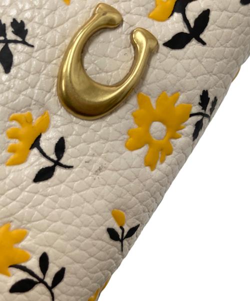COACH（コーチ）COACH (コーチ) コスメティック ポーチ・フローラル プリント ベージュ×イエロー サイズ:下記参照の古着・服飾アイテム