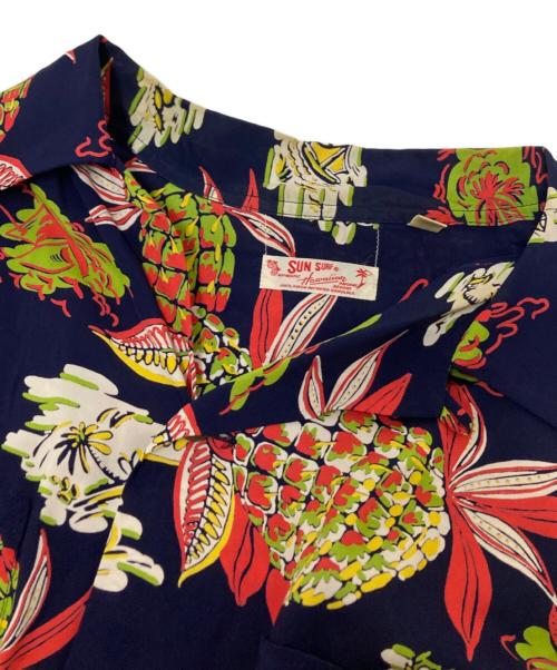 Sun Surf（サンサーフ）Sun Surf (サンサーフ) ロングスリーブハワイアンシャツ ネイビー サイズ:Mの古着・服飾アイテム