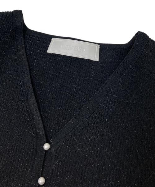CELFORD（セルフォード）CELFORD (セルフォード) パール釦ラメニットカーディガン ブラック サイズ:38 未使用品の古着・服飾アイテム