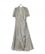 CELFORDセルフォード）の古着「小花柄カシュクール長袖ワンピース」｜グリーン