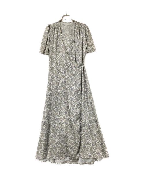 CELFORD（セルフォード）CELFORD (セルフォード) 小花柄カシュクール長袖ワンピース グリーン サイズ:36の古着・服飾アイテム