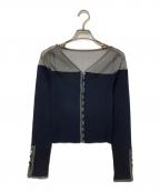 riuリウ）の古着「Sheer switching knit cardigan」｜ブラック