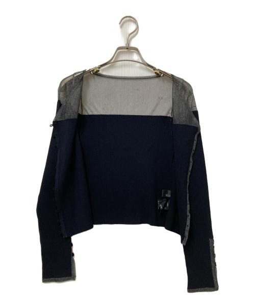 riu（リウ）riu (リウ) Sheer switching knit cardigan ブラック サイズ:下記参照の古着・服飾アイテム