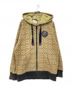 COACHコーチ）の古着「モノグラムジップアップパーカー」｜ブラウン