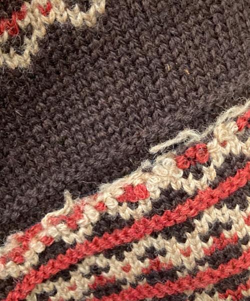 COMME des GARCONS JUNYA WATANABE MAN（コム デ ギャルソン ジュンヤ ワタナベ マン）COMME des GARCONS JUNYA WATANABE MAN (コム デ ギャルソン ジュンヤ ワタナベ マン) Lewis Leathers (ルイスレザース) ニットダブルライダースジャケット ブラウン×レッド サイズ:Mの古着・服飾アイテム