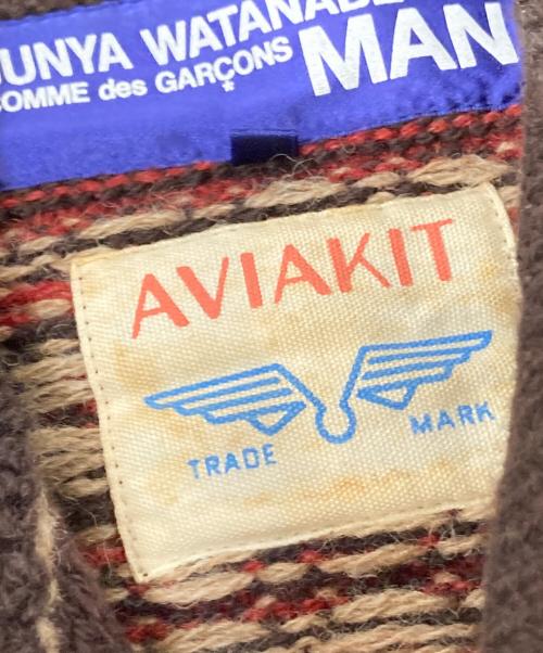 COMME des GARCONS JUNYA WATANABE MAN（コム デ ギャルソン ジュンヤ ワタナベ マン）COMME des GARCONS JUNYA WATANABE MAN (コム デ ギャルソン ジュンヤ ワタナベ マン) Lewis Leathers (ルイスレザース) ニットダブルライダースジャケット ブラウン×レッド サイズ:Mの古着・服飾アイテム