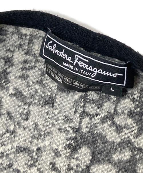 Salvatore Ferragamo（サルヴァトーレ フェラガモ）Salvatore Ferragamo (サルヴァトーレ フェラガモ) レオパードカーディガン ブラック サイズ:Lの古着・服飾アイテム