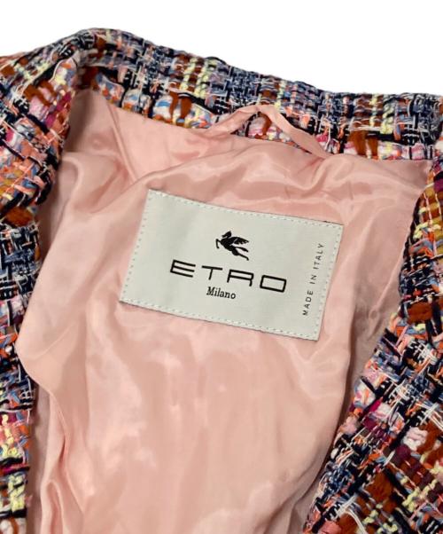 ETRO（エトロ）ETRO (エトロ) 金釦ツイードコート ピンク サイズ:40の古着・服飾アイテム