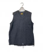 BROWN by 2-tacsブラウンバイツータックス）の古着「リネンシルク混ベスト」｜グレー