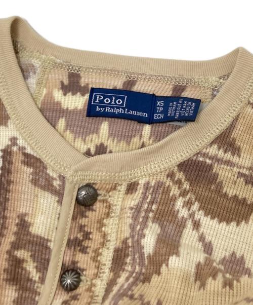 POLO RALPH LAUREN（ポロ・ラルフローレン）POLO RALPH LAUREN (ポロ・ラルフローレン) ジオメトリックワッフルニットヘンリードレス ベージュ×ブラウン サイズ:XSの古着・服飾アイテム