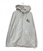 HUFハフ）の古着「MINI EMB FULL ZIP HOODIE」｜グレー