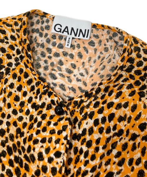 GANNI（ガニー）GANNI (ガニー) レオパードチュニックシャツ ブラック×オレンジ サイズ:32の古着・服飾アイテム