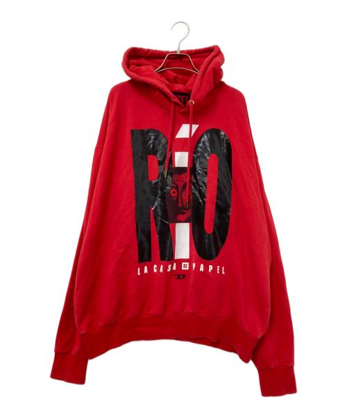 DIESEL（ディーゼル）DIESEL (ディーゼル) ペーパーハウス コラボパーカー レッド サイズ:XXLの古着・服飾アイテム