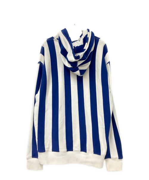 LACOSTE LIVE（ラコステライブ）LACOSTE LIVE (ラコステライブ) ストライプロゴパーカー ホワイト×ブルー サイズ:Mの古着・服飾アイテム