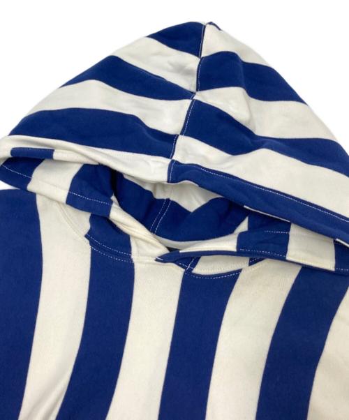 LACOSTE LIVE（ラコステライブ）LACOSTE LIVE (ラコステライブ) ストライプロゴパーカー ホワイト×ブルー サイズ:Mの古着・服飾アイテム