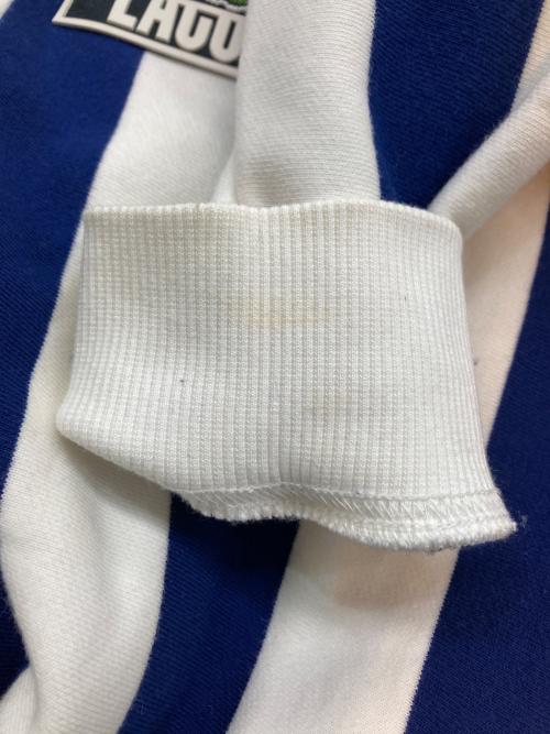 LACOSTE LIVE（ラコステライブ）LACOSTE LIVE (ラコステライブ) ストライプロゴパーカー ホワイト×ブルー サイズ:Mの古着・服飾アイテム