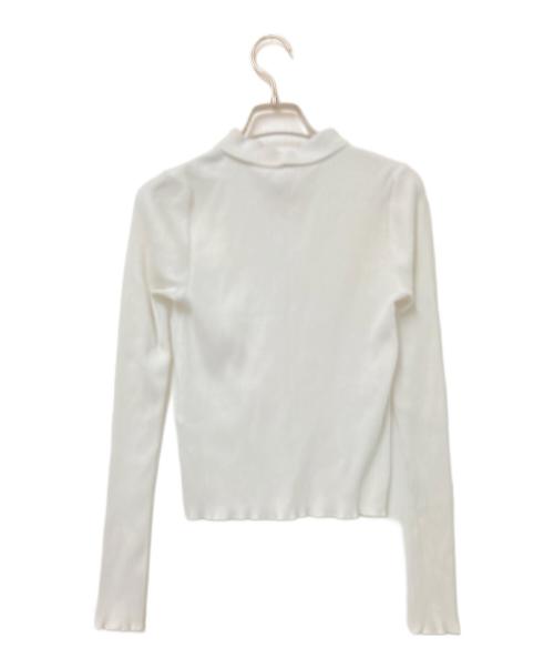 POLO RALPH LAUREN（ポロ・ラルフローレン）POLO RALPH LAUREN (ポロ・ラルフローレン) Cropped Ribbed Button-Front Polo Shirt ホワイト サイズ:Sの古着・服飾アイテム