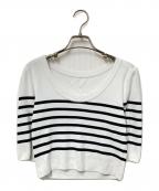 BORDERS at BALCONYボーダーズアットバルコニー）の古着「BORDER ROUND NECK MINI TOP」｜ホワイト×ブラック