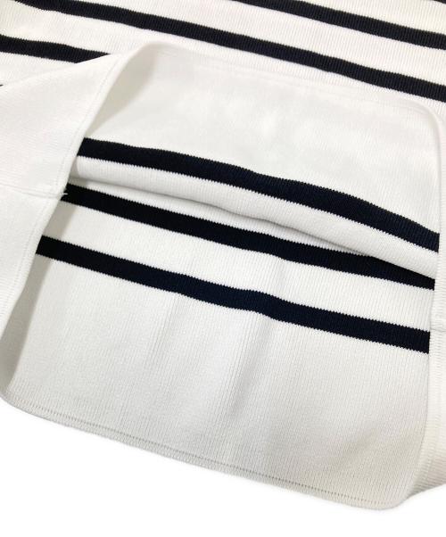 BORDERS at BALCONY（ボーダーズアットバルコニー）BORDERS at BALCONY (ボーダーズアットバルコニー) BORDER ROUND NECK MINI TOP ホワイト×ブラック サイズ:36の古着・服飾アイテム